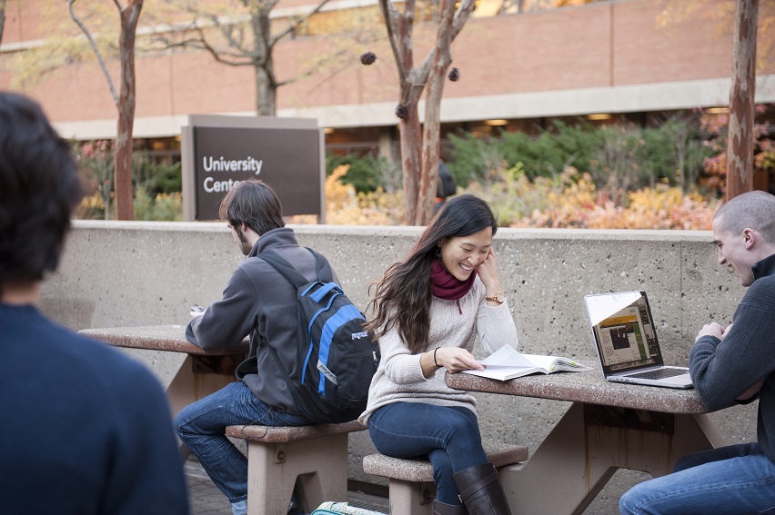 UMBC Students Outside - Online Learning 